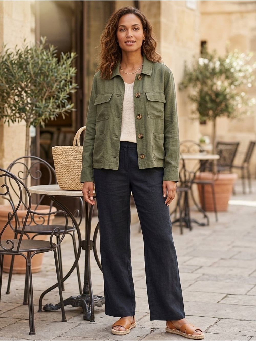 Nicole Miller /Olive Green Utility Jacket - Lightweight Button-Front -Sz. XL